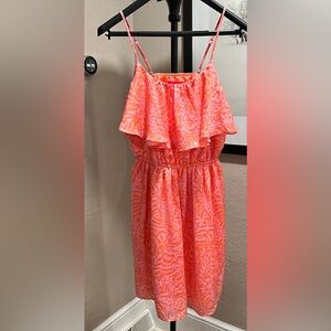 Lilly Pulitzer Pink Orange Ruffle Dress Size M